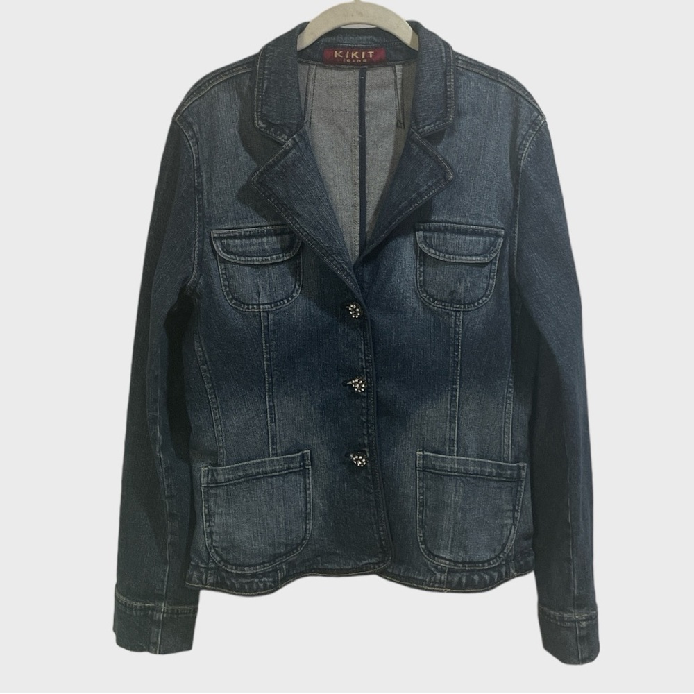 Vintage KitKit 70’s Jeweled button Jean Jacket size Large - Picture 3 of 11